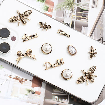 Vintage Diy Butterfly Combined with Gold Accessories Diy Phone Case Cream Glue Material Hairpin Accessories