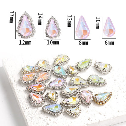 Water Drop Shape 6*10mm/8*13mm Sew on Rhinestone with Golden/Silver Bottom Shiny Crystal for Garments