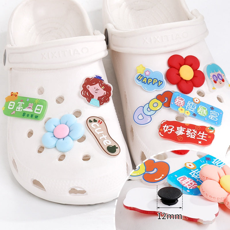 Selling Crocs Diy Accessories Cartoon Cute Girl Head Acrylic Mixed Shoes Flower Shoe Buckle Accessories