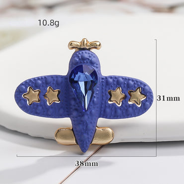 Fashion Crystal Aircraft Shape Alloy Accessories Spray Painted Aircraft Diy Garden Shoes Decorative Accessories
