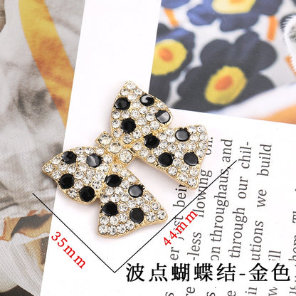 Creative Full Diamond Black and White Spot Alloy Bow DIY Phone Case Brooch Accessories