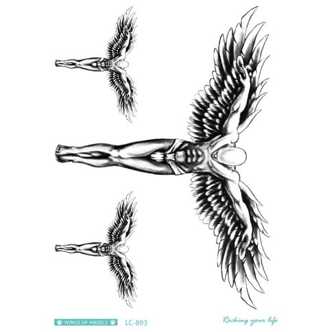 Cool Tattoo with Wings Personality Fashion Fallen Angel Arm Tattoo with Waterproof Tattoo Stickers