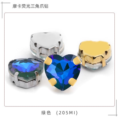 TonyBead, Mocha ab fluorescent series 12mm gold bottom bracket/white K bottom bracket, peach heart claw drill DIY jewelry accessories pointed bottom drill nail art sticker drilling material