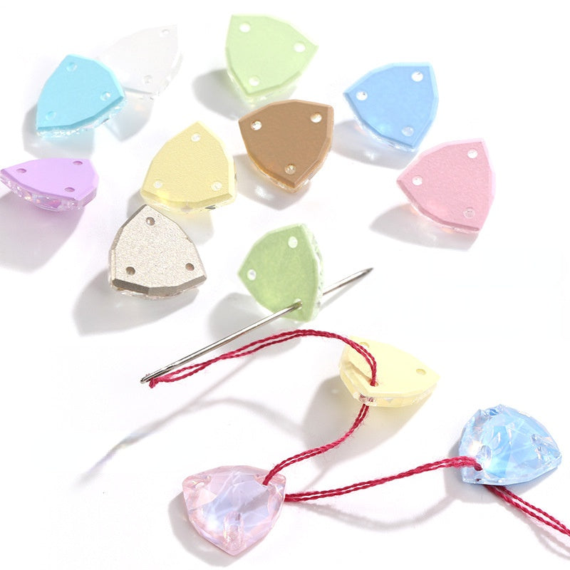 Fat Triangle Mocha Series Garment Sew on Rhinestone Glass Crystal Button for Clothing Jewelry Making
