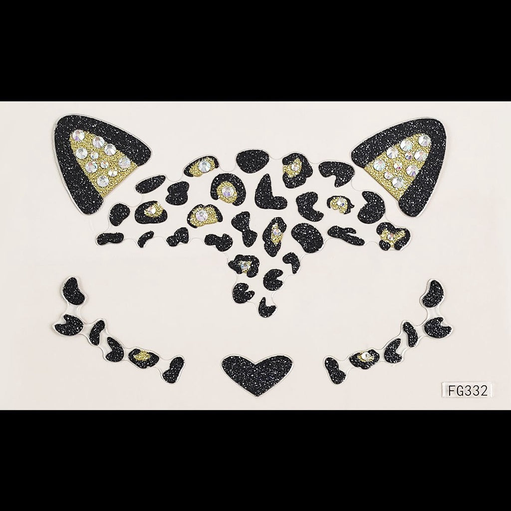 Cat Face Face Diamond Paste Acrylic Diamond Masquerade Ball European and American Makeup Party Painting Cross Border Tattoo Paste Face Paste