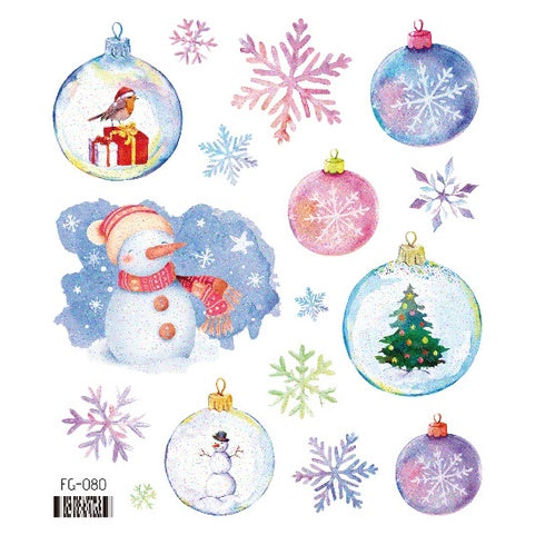 Face Stickers Christmas Cute Stickers Waterproof Children's Cartoon Glitter Snowflake Santa Claus