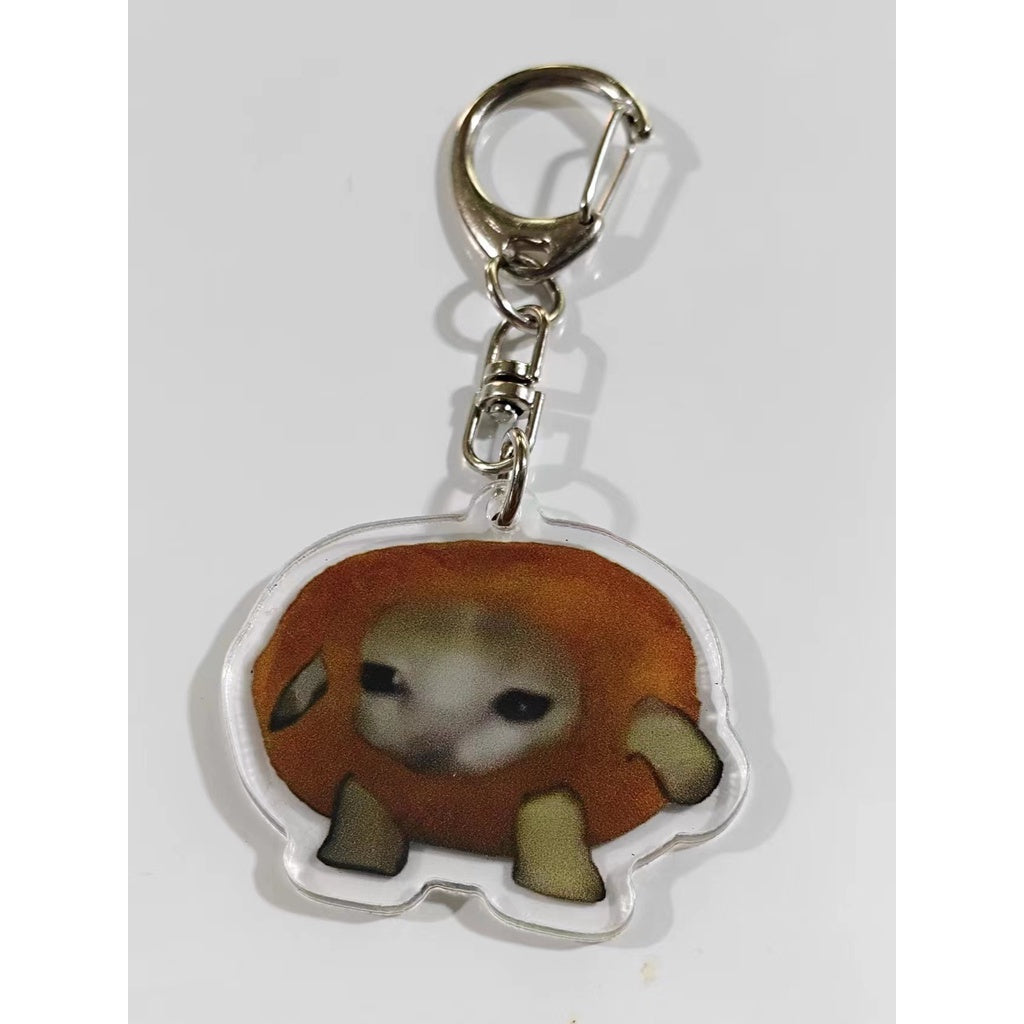 Funny Food Cat Acrylic Keychain Cat School Bag Pendant Transparent Cartoon Gift Keychain