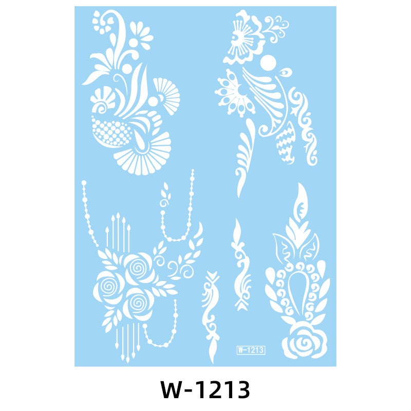 White Lace Tattooed HENNA INSTAN/HENNA TEMPORER Waterproof Indian Floral Geometric Pattern for A Party Wedding