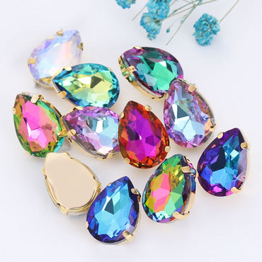 10*14/13*18mm Light Purple Water Drop Four Angle Claw Crystal Hand Sewing Rhinestone Jewelry Accessories Clothing Accessories