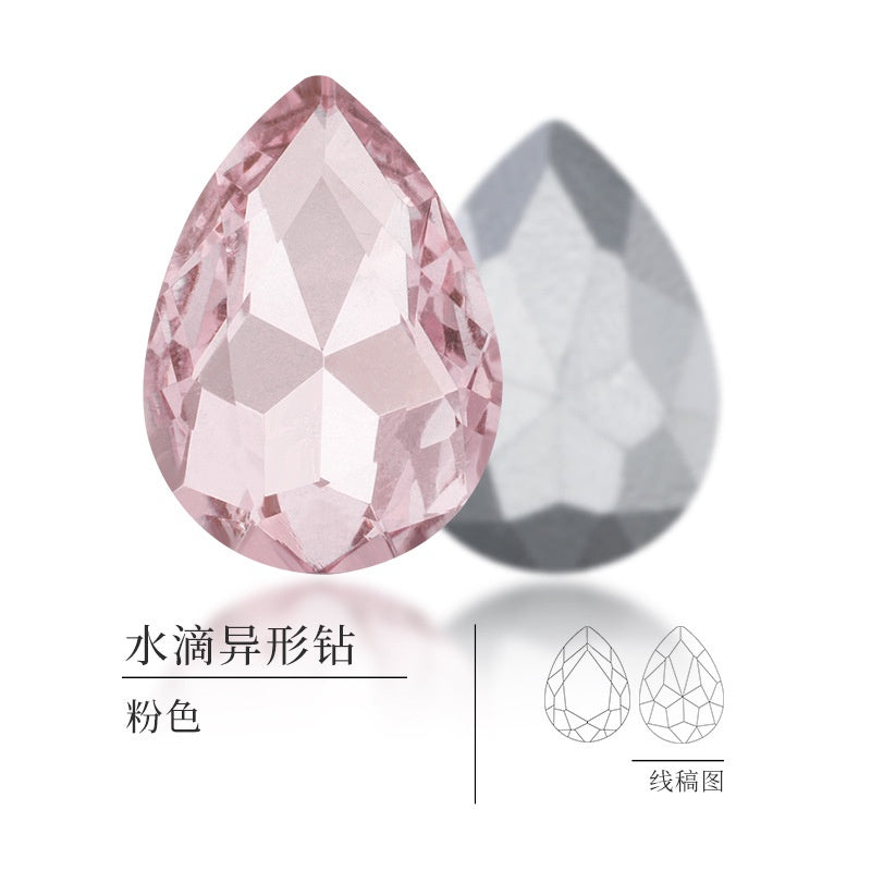 18 * 25Mm water drop shape, manufacturer wholesale glass material water drop crystal rhinestone mobile phone sticker diamond DIY accessories hair accessories handmade material glass diamond beads