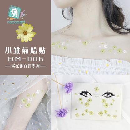 Fashion Little Daisy Print Face Stickers Waterproof and Sweatproof Collarbone Arm Temporary Tattoo Stickers