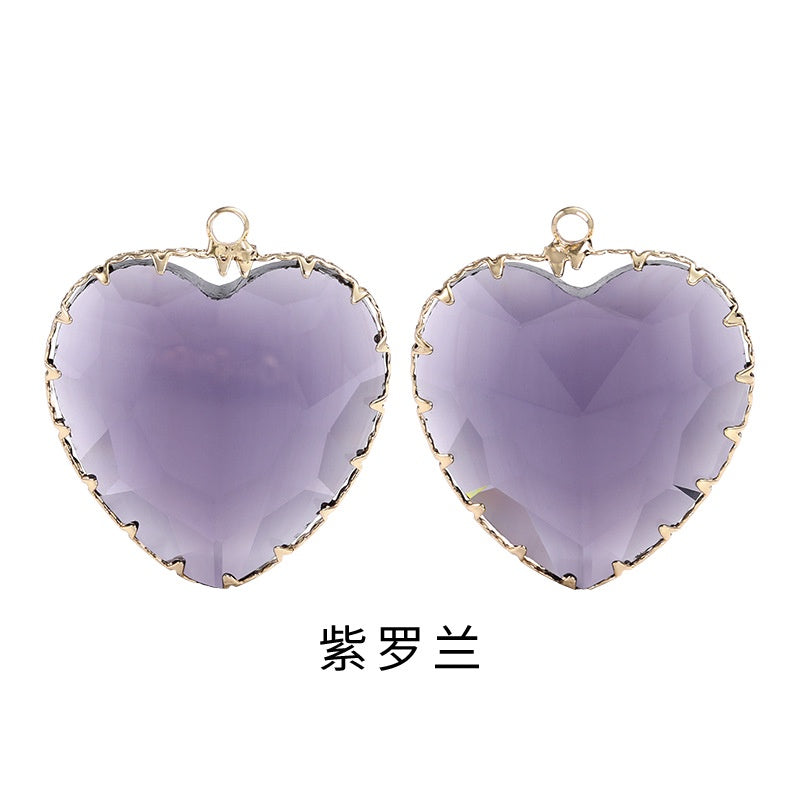 Fashion Transparent Love Heart Crystal Pendant for Earring Necklace Diy Making