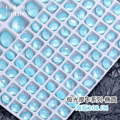 Nail Art Oval Aurora Mocha Pointy Bottom Diamond-rhinrhine-glass Diamond-nail Bag Cap Accessory Decoration DIY