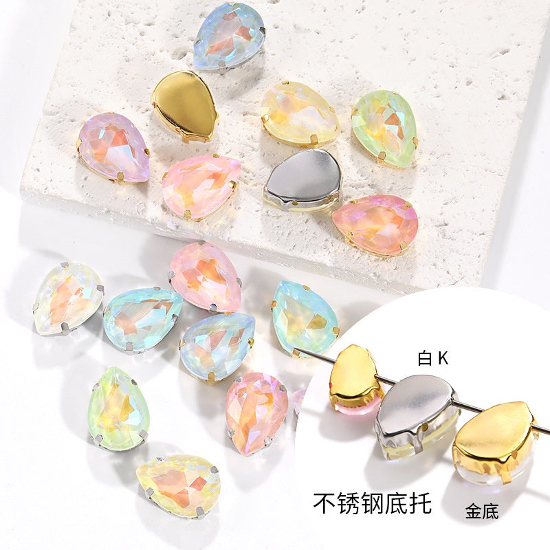 TonyBead, light-colored 50 water droplets Mocha fluorescent four-corner claw drill DIY jewelry sticker drilling material, shoes and clothing accessories wholesale