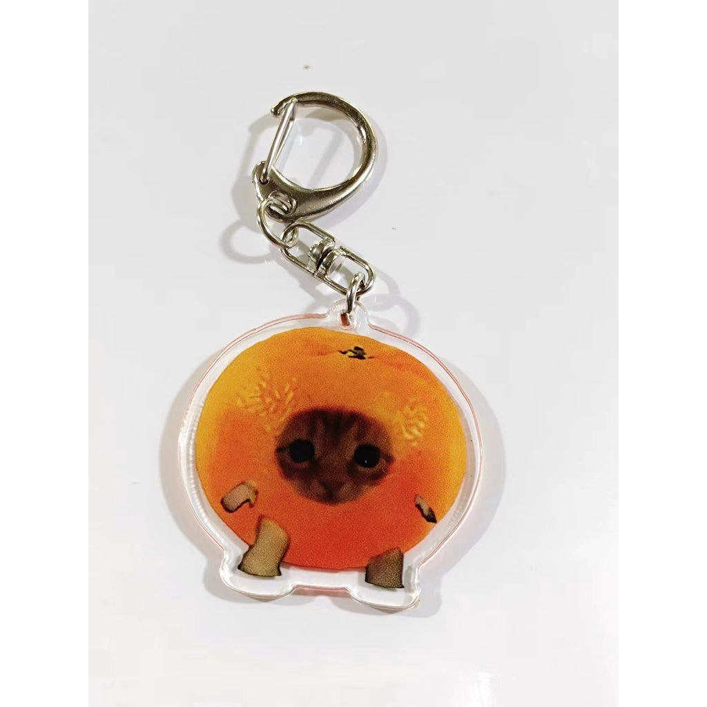 Funny Food Cat Acrylic Keychain Cat School Bag Pendant Transparent Cartoon Gift Keychain