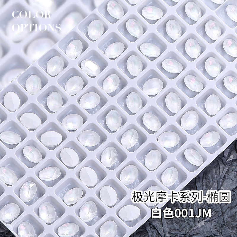 Nail Art Oval Aurora Mocha Pointy Bottom Diamond-rhinrhine-glass Diamond-nail Bag Cap Accessory Decoration DIY