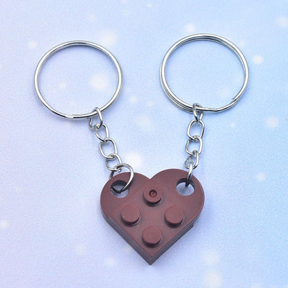 Acrylic Material Creative Building Block Keychain/Keyring 1pcs Pendant Decorative Acrylic Heart Shape Necklace