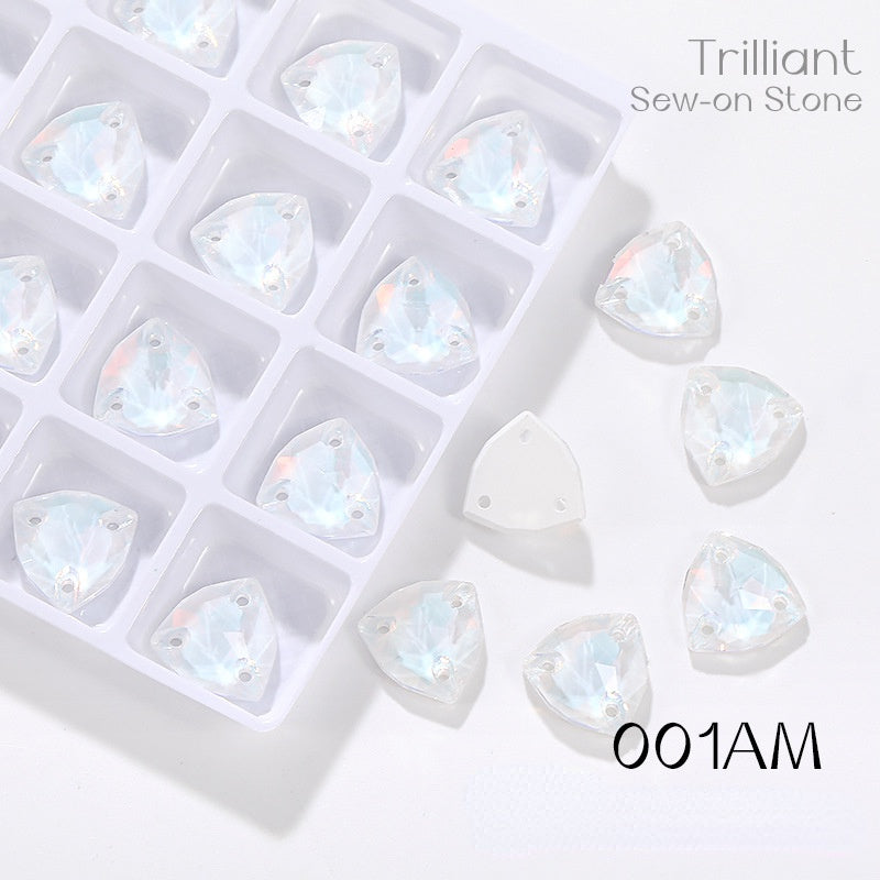 Fat Triangle Mocha Series Garment Sew on Rhinestone Glass Crystal Button for Clothing Jewelry Making