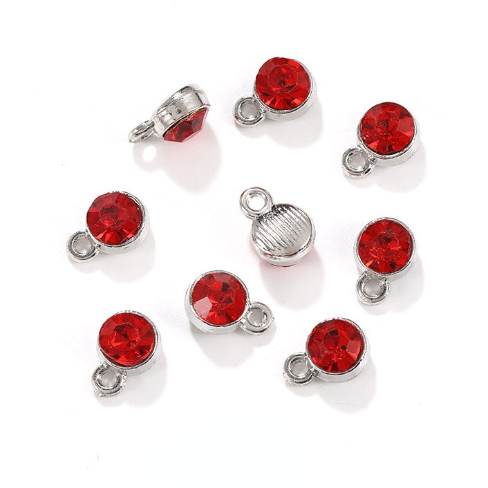 6MM Beads Pendant Shiny Crystal Diamond Glass Rhinestone  with Gold/Silver Zinc Base Necklace