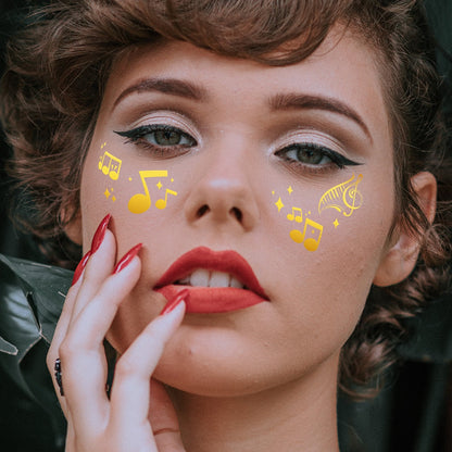Gold Stickers Beauty Makeup Sweet Makeup Party Concert Gold Face with Waterproof Tattoo Stickers