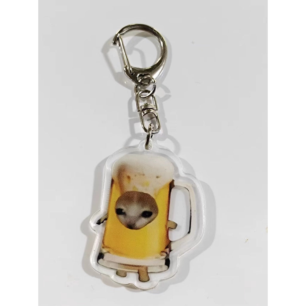 Funny Food Cat Acrylic Keychain Cat School Bag Pendant Transparent Cartoon Gift Keychain