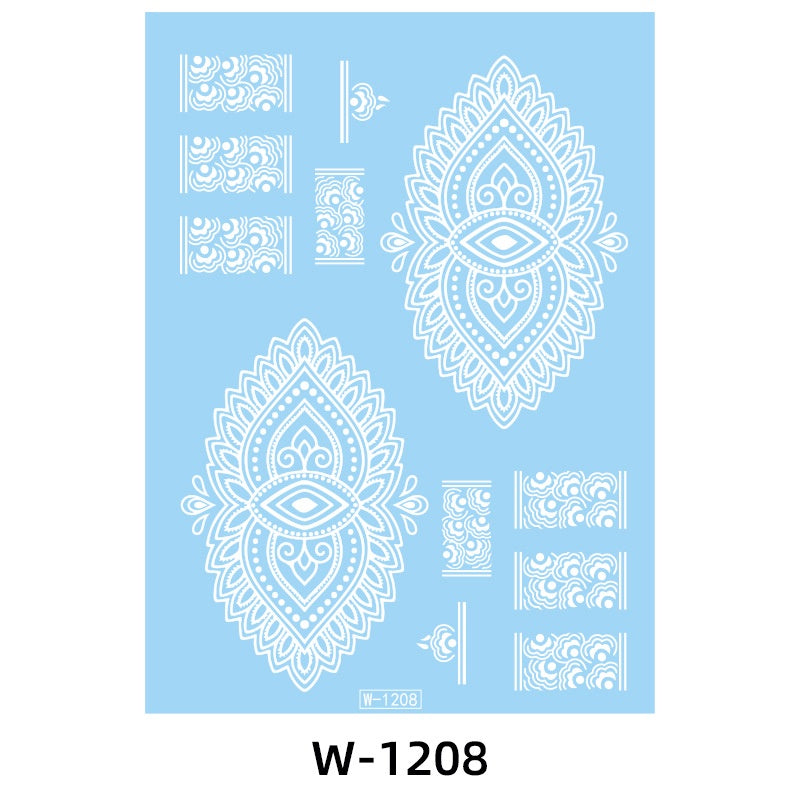 White Lace Tattooed HENNA INSTAN/HENNA TEMPORER Waterproof Indian Floral Geometric Pattern for A Party Wedding