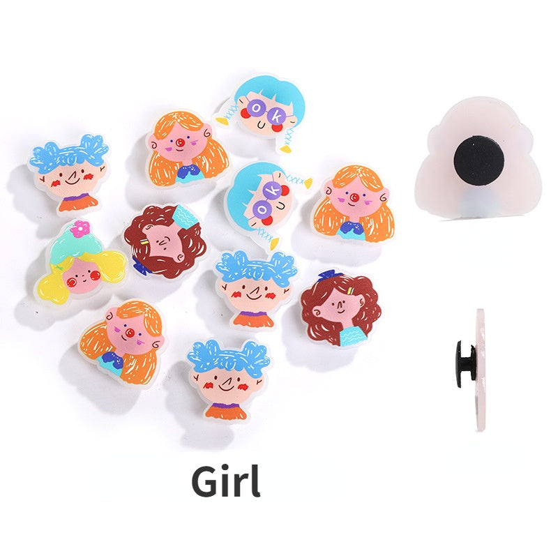 Selling Crocs Diy Accessories Cartoon Cute Girl Head Acrylic Mixed Shoes Flower Shoe Buckle Accessories