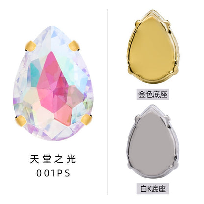 10pcs Light Purple Water Drop Four Angle Claw Crystal Hand Sewing Rhinestone Jewelry Accessories Clothing Accessories