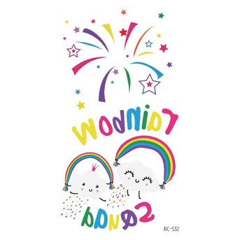 Hyuna Small Fresh Tattoo Stickers Cute Smiley Rainbow Lines Waterproof Tattoo Stickers Instagram Style