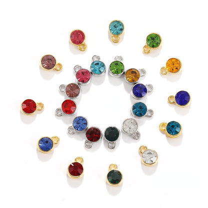 6MM Beads Pendant Shiny Crystal Diamond Glass Rhinestone  with Gold/Silver Zinc Base Necklace