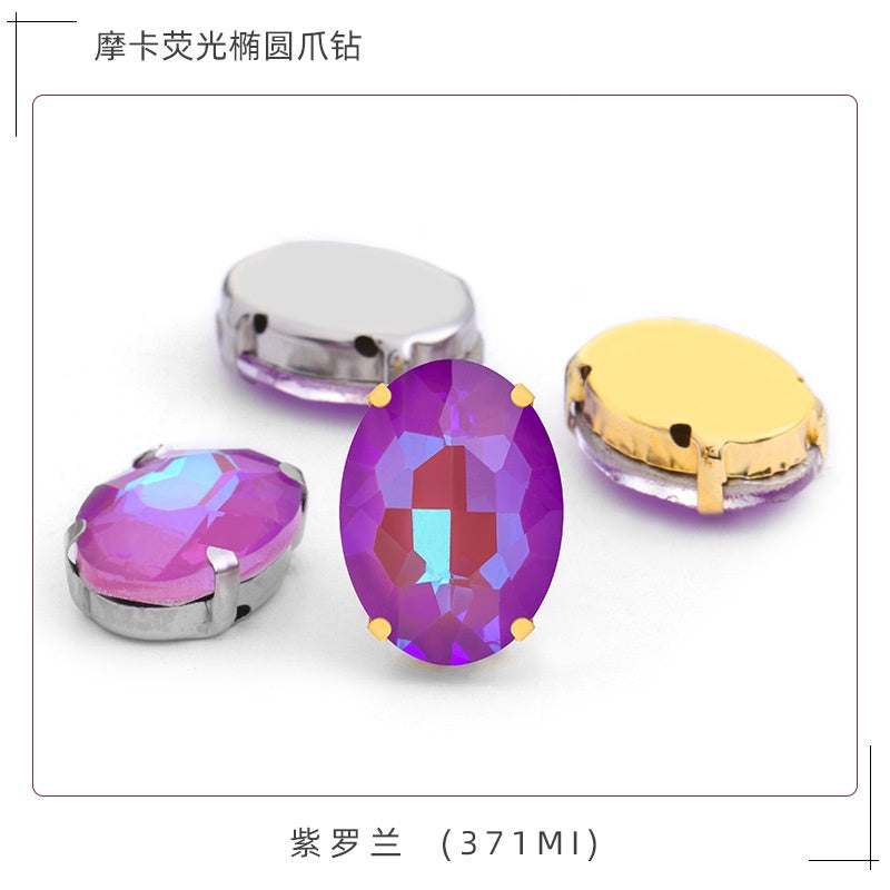 Oval Mocha Fluorescent Four Corner Claw Rhinestone Diy Jewelry Paste Rhinestone Material Shoe Accessories