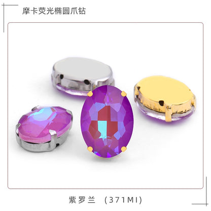 Oval Mocha Fluorescent Four Corner Claw Rhinestone Diy Jewelry Paste Rhinestone Material Shoe Accessories