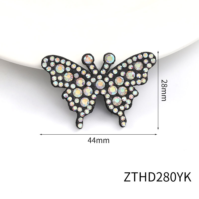 Cute Butterfly Bee Rabbit Crystal ABS Pearl Rhinestone Non-woven Fabric Patch for Decoration