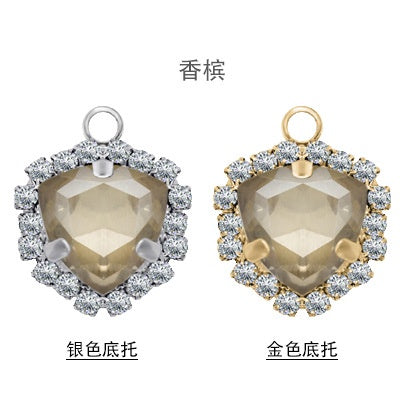 Fat Triangle Diy Necklace Earrings Accessories Pendant Crystal Glass Claw Rhinestone