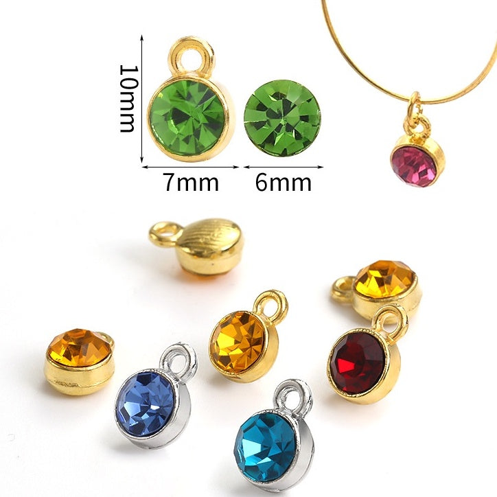 6MM Beads Pendant Shiny Crystal Diamond Glass Rhinestone  with Gold/Silver Zinc Base Necklace
