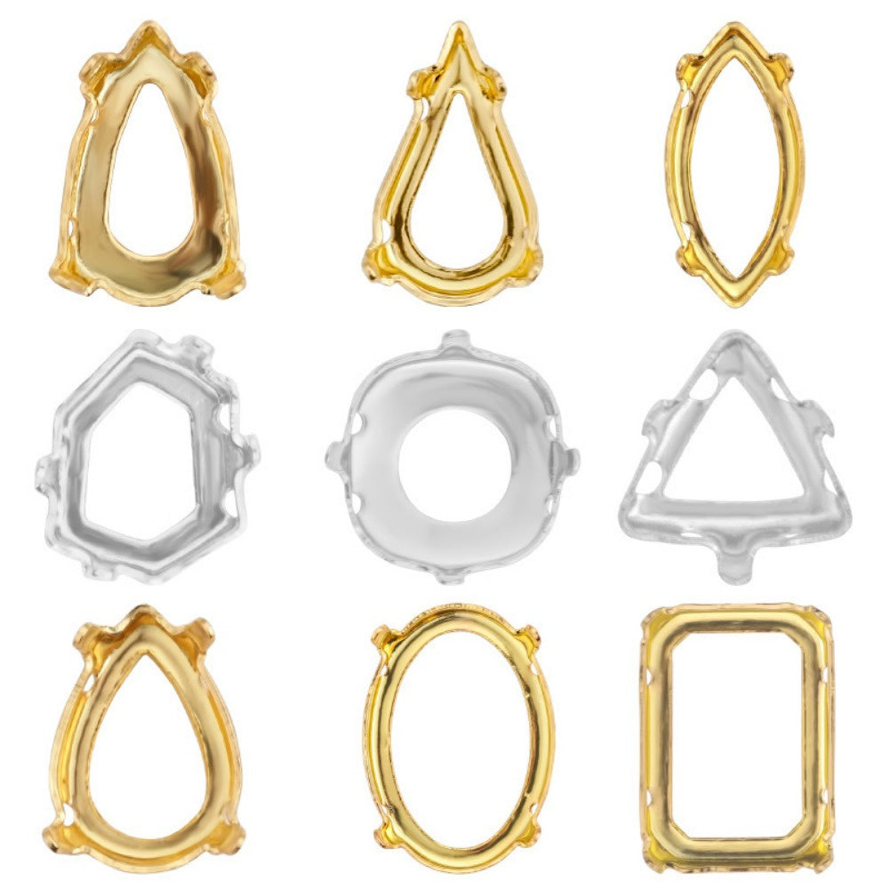 20pcs Golden Copper Hollow Bottom With Holes Base for K9 Rhinestone DIY Jewelry Making