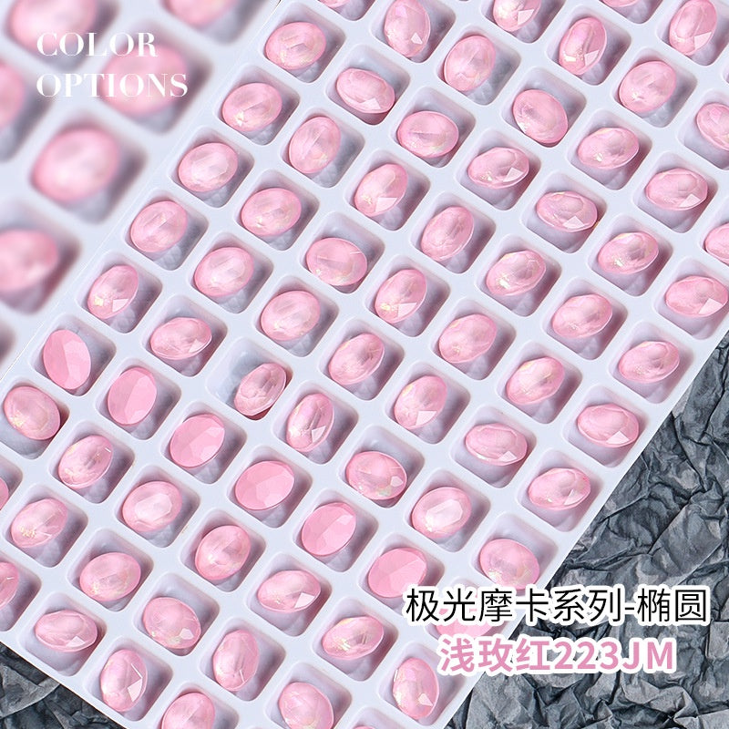Nail Art Oval Aurora Mocha Pointy Bottom Diamond-rhinrhine-glass Diamond-nail Bag Cap Accessory Decoration DIY