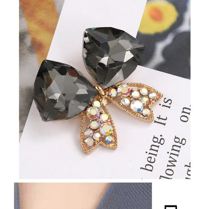 Creative Full Diamond Black and White Spot Alloy Bow DIY Phone Case Brooch Accessories