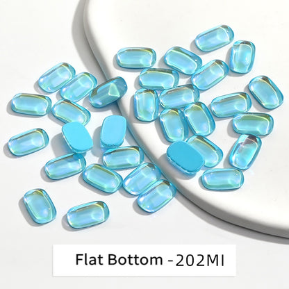 50pcs Hot Selling White Flat Bottom Nail Rhinestone Rectangular Shape Nail Sticker with Dazzling Sparkle