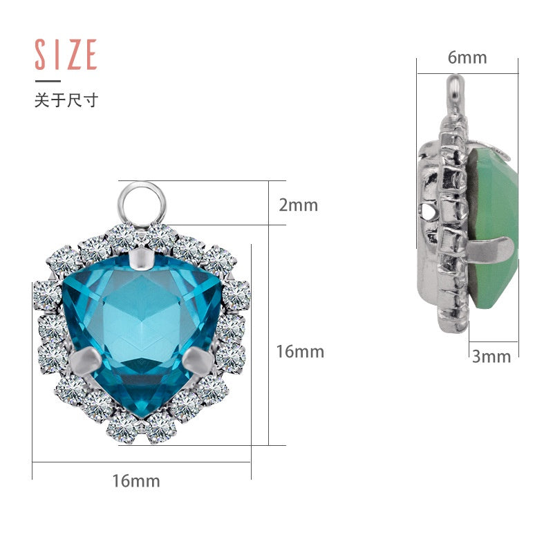 Fat Triangle Diy Necklace Earrings Accessories Pendant Crystal Glass Claw Rhinestone