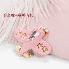 Fashion Crystal Aircraft Shape Alloy Accessories Spray Painted Aircraft Diy Garden Shoes Decorative Accessories
