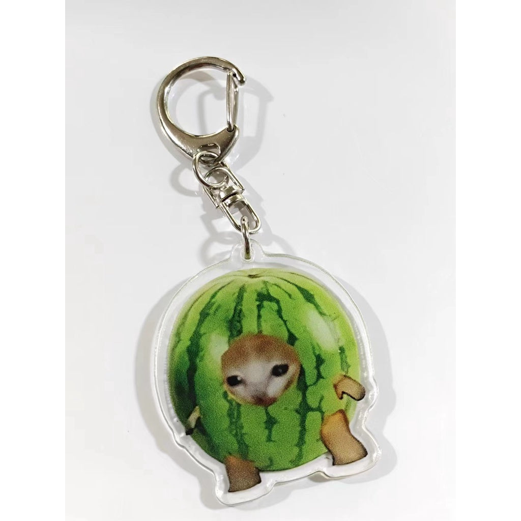 Funny Food Cat Acrylic Keychain Cat School Bag Pendant Transparent Cartoon Gift Keychain