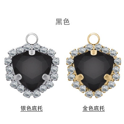 Fat Triangle Diy Necklace Earrings Accessories Pendant Crystal Glass Claw Rhinestone