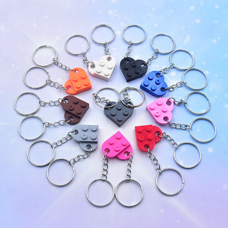 Acrylic Material Creative Building Block Keychain/Keyring 1pcs Pendant Decorative Acrylic Heart Shape Necklace