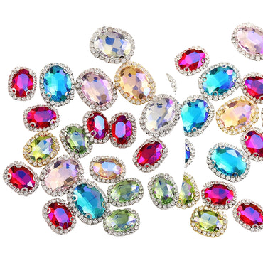 Oval Crystal Buckle Glass Claw Diamond Rim Hand Stitched Rhinestone Diy Jewelry Shoe Accessories