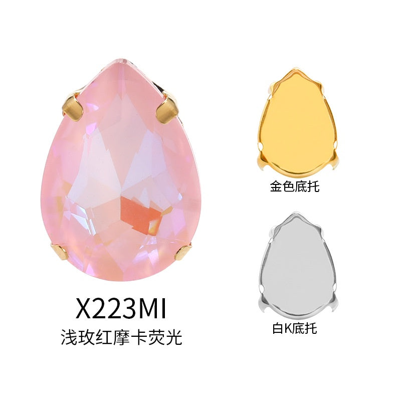 TonyBead, light-colored 50 water droplets Mocha fluorescent four-corner claw drill DIY jewelry sticker drilling material, shoes and clothing accessories wholesale