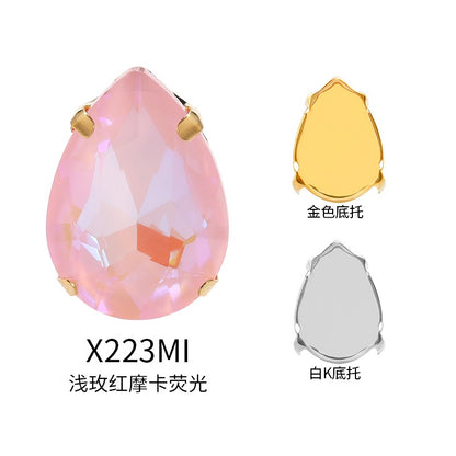 TonyBead, light-colored 50 water droplets Mocha fluorescent four-corner claw drill DIY jewelry sticker drilling material, shoes and clothing accessories wholesale