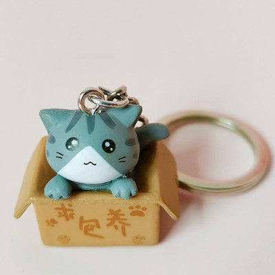 Funny Cute Cat Soft PVC Keychains 3D Cartoon Animal Pendant Kawaii Keychain