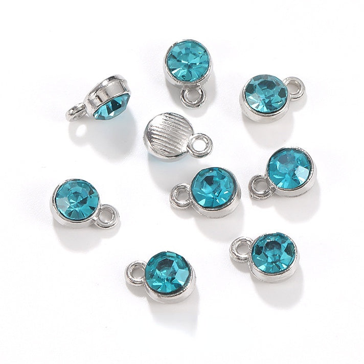 6MM Beads Pendant Shiny Crystal Diamond Glass Rhinestone  with Gold/Silver Zinc Base Necklace