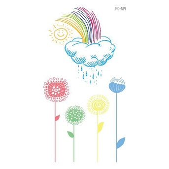 Hyuna Small Fresh Tattoo Stickers Cute Smiley Rainbow Lines Waterproof Tattoo Stickers Instagram Style